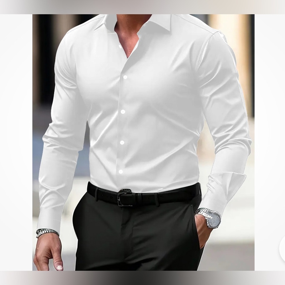 Elegant ZARA SZ S Crisp White Men's Dress Shirt